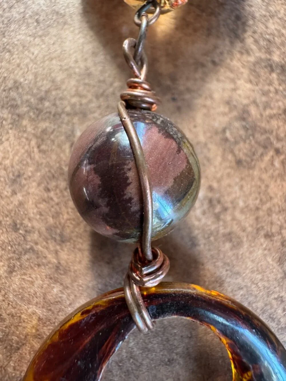 Boho hippie keychain/purse charm with decorative beads